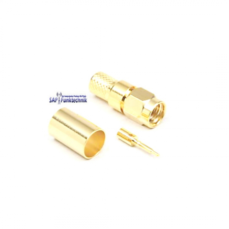 SMA-Stecker, Crimpausführung, für RG 58 Koaxialkabel, vergoldet